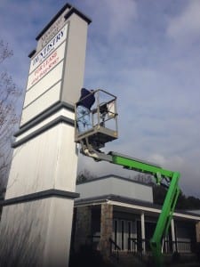 Man using crane truck